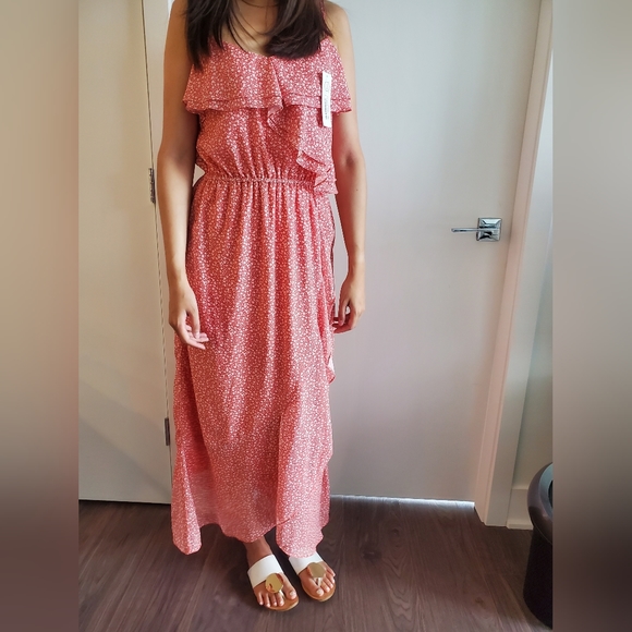 Summer maxi dress in coral and floral - Picture 1 of 5